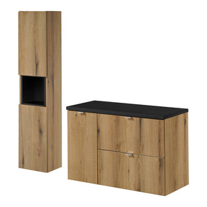Mueble bajo lavabo Skelbolu con 2 cajones y 1 puerta [en.casa]