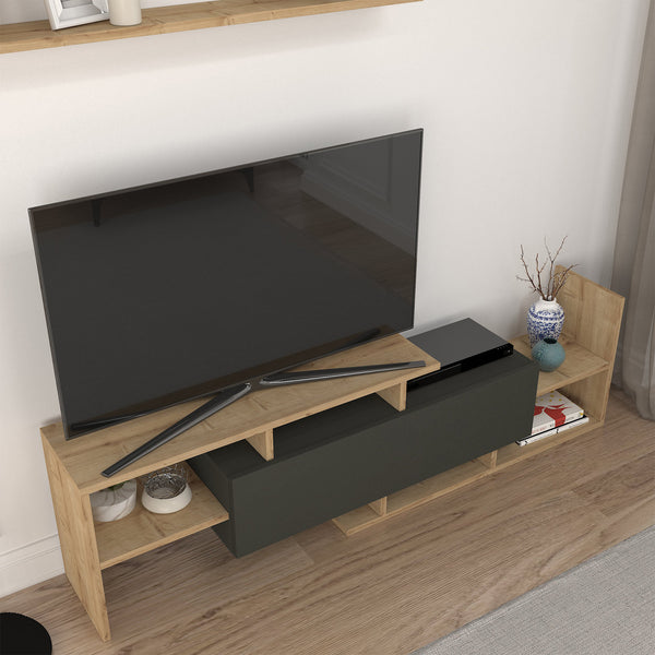Mueble de televisión Liksefte con estantería de pared 154x28x42 cm [en.casa]