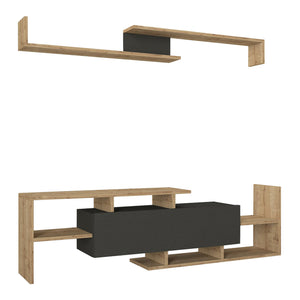Mueble de televisión Liksefte con estantería de pared 154x28x42 cm [en.casa]