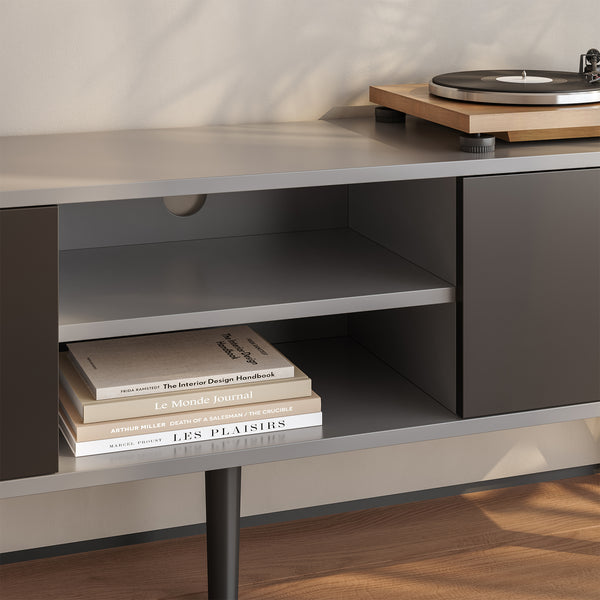 Mesa de Tele Eskilstuna con 2 Puertas 2 Estantes Aglomerado/Madera 120 x 30 x 47 cm En diferentes colores [en.casa]
