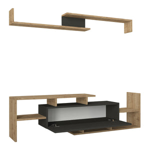 Mueble de televisión Liksefte con estantería de pared 154x28x42 cm [en.casa]