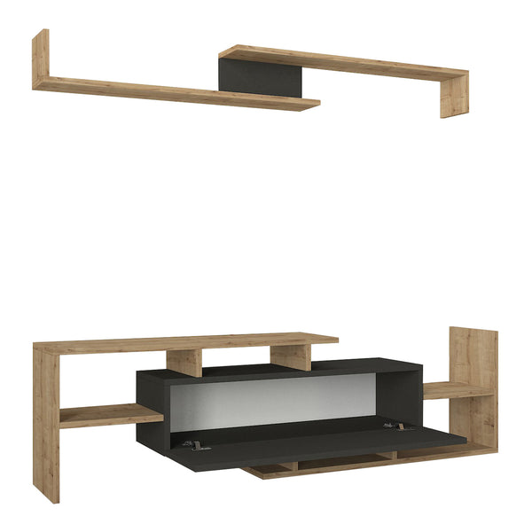 Mueble de televisión Liksefte con estantería de pared 154x28x42 cm [en.casa]