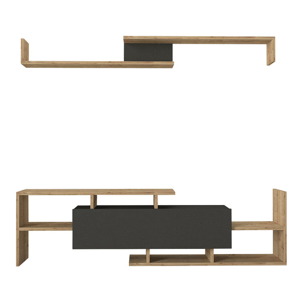 Mueble de televisión Liksefte con estantería de pared 154x28x42 cm [en.casa]