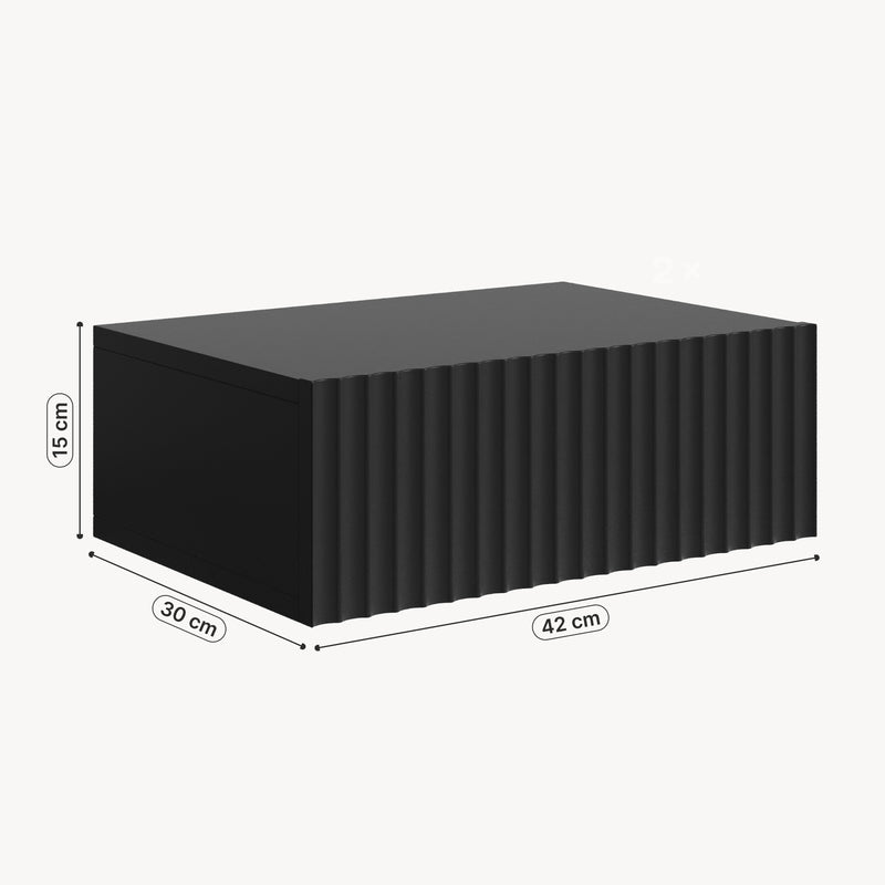 Esquema acotado Mesita de noche flotante Nand 1 cajón [en.casa]
