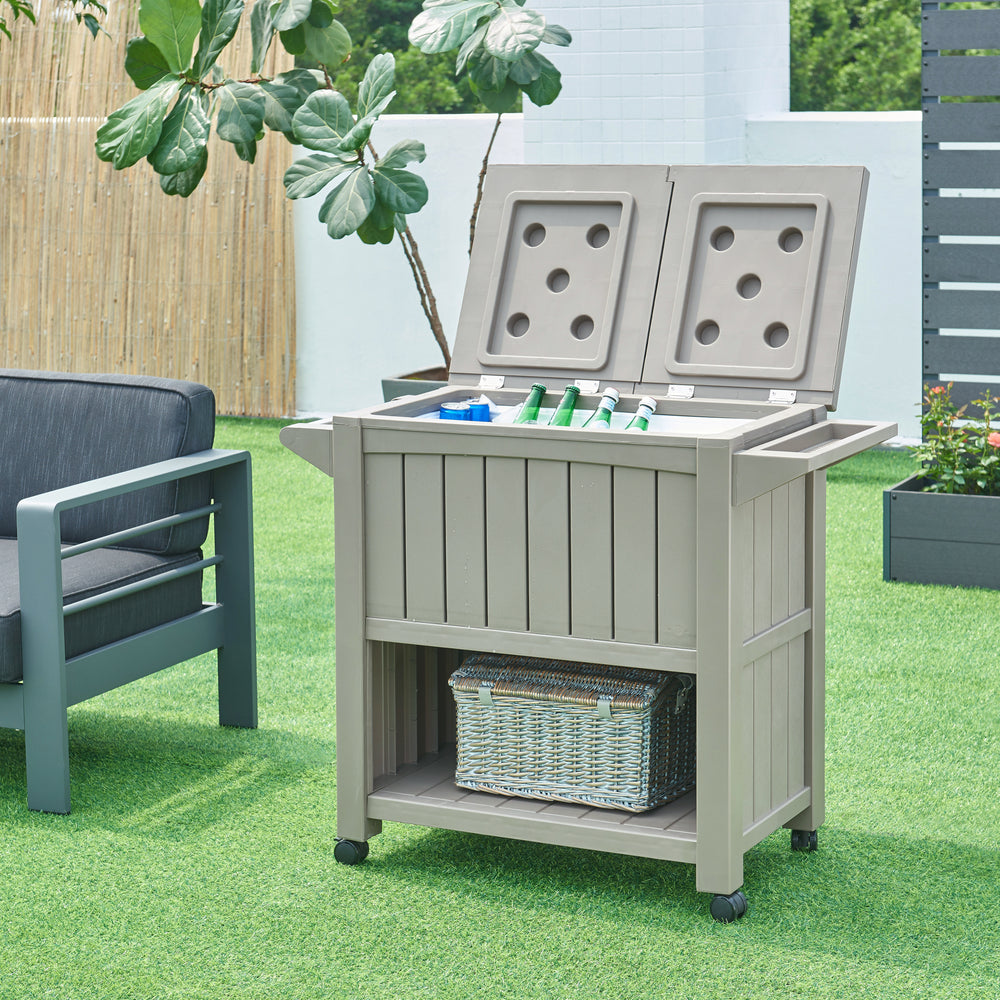 Carro frigorífico para exteriores Arsita 102x47x87 cm Beige [casa.pro]