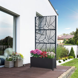 Tabique Surnskoki con jardinera de acero negro [casa.pro] - premiumXL
