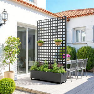 Tabique Toma con macetero de acero 190x82x38 cm Negro [casa.pro]