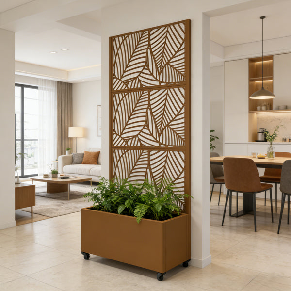 Tabique Surnskoki con jardinera acero 190x82x38cm - [casa.pro]