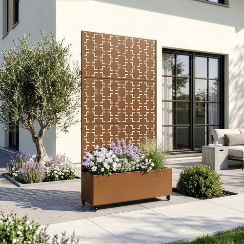 Tabique Aaskis con jardinera exterior 190x82/120x38cm [casa.pro]