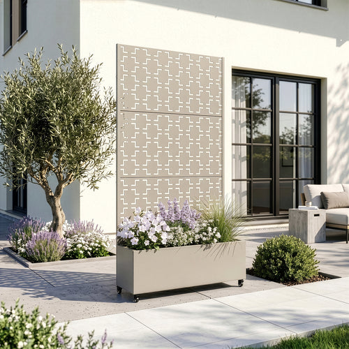 Tabique Aaskis con jardinera exterior 190x82/120x38cm [casa.pro]