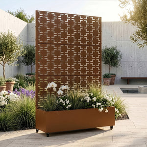 Tabique Aaskis con jardinera exterior 190x82/120x38cm [casa.pro]