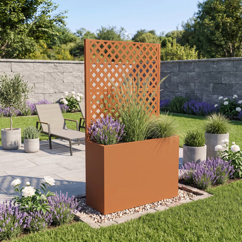 Biombo Malja con jardinera acero 146x83x31cm [casa.pro]