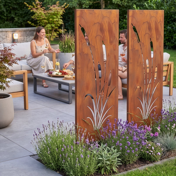 Set de 2 estacas de jardín Irsina 160x50 cm acero corten óxido noble [casa.pro]