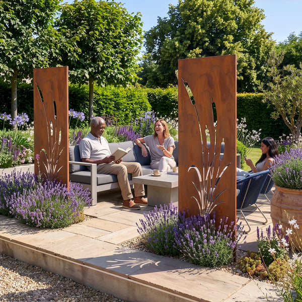 Set de 2 estacas de jardín Irsina 160x50 cm acero corten óxido noble [casa.pro]