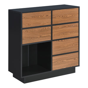 Armario auxiliar Krokom 88x80x30 cm Negro/Tono de madera oscura en.casa