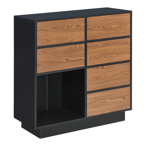 Armario auxiliar Krokom 88x80x30 cm Negro/Tono de madera oscura en.casa
