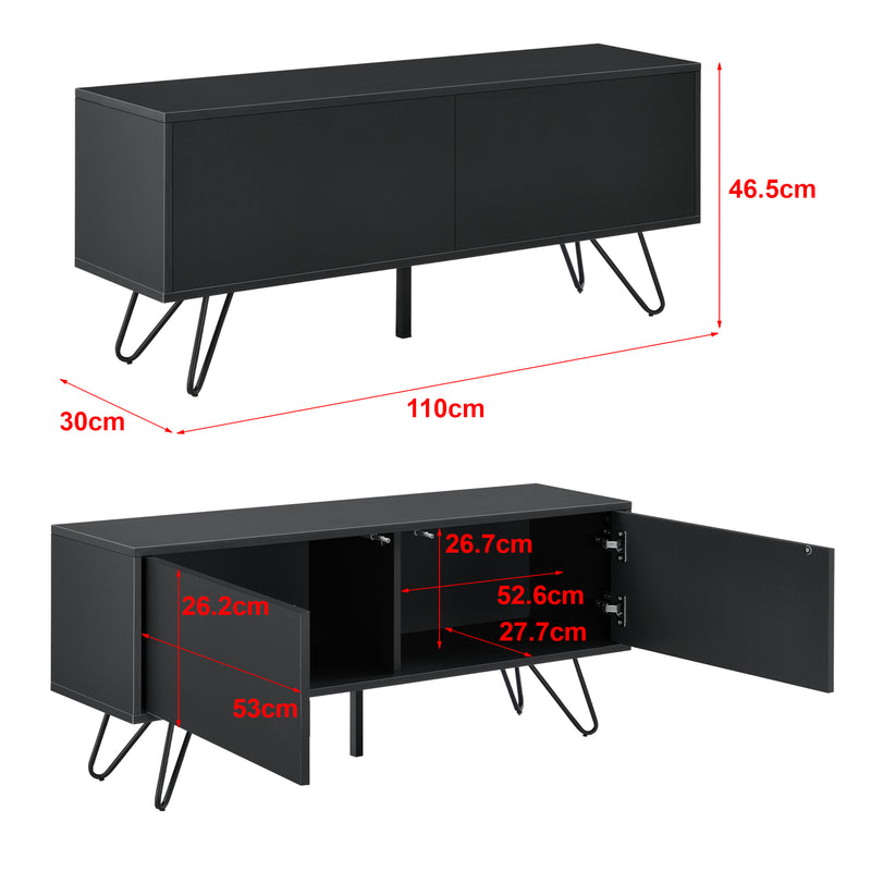 Esquema acotado Cómoda Bollebygd con la tecnología Push-Open Metal 46,5 x 110 x 30 cm Salón Moderno [en.casa]