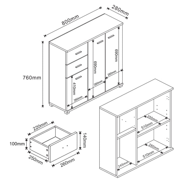 Aparador Crimla 76x80x28cm [en.casa]