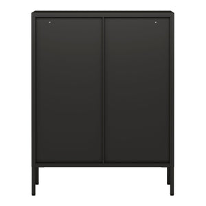 Aparador Fauske con 2 puertas de cristal templado y acero 102 x 80 x 40 cm - En diferentes colores y Transparente [en.casa]
