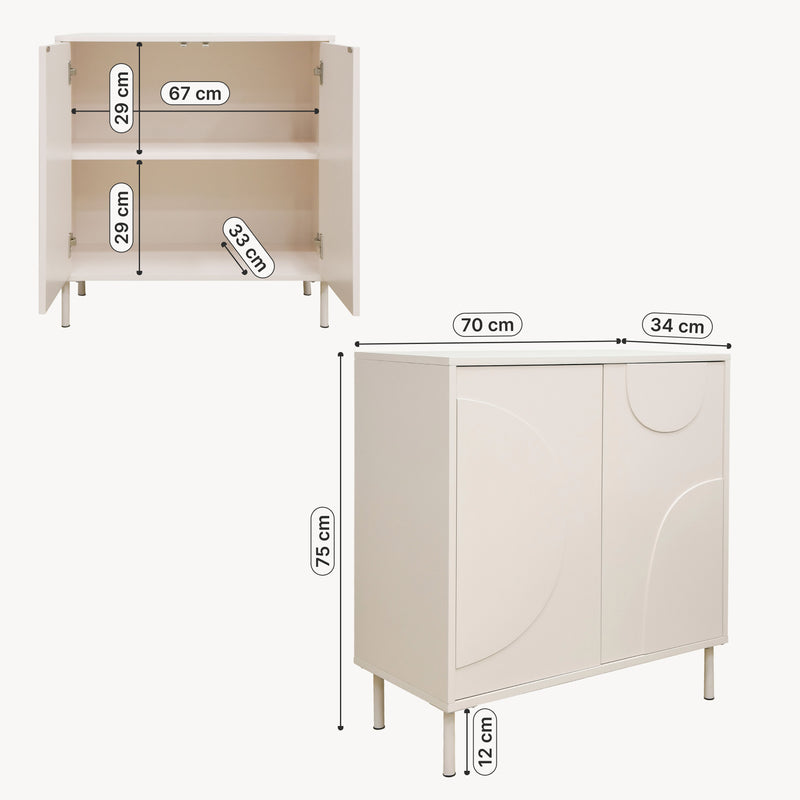 Esquema acotado Aparador Holea con 2 puertas MDF 75x70x34 cm - [en.casa]