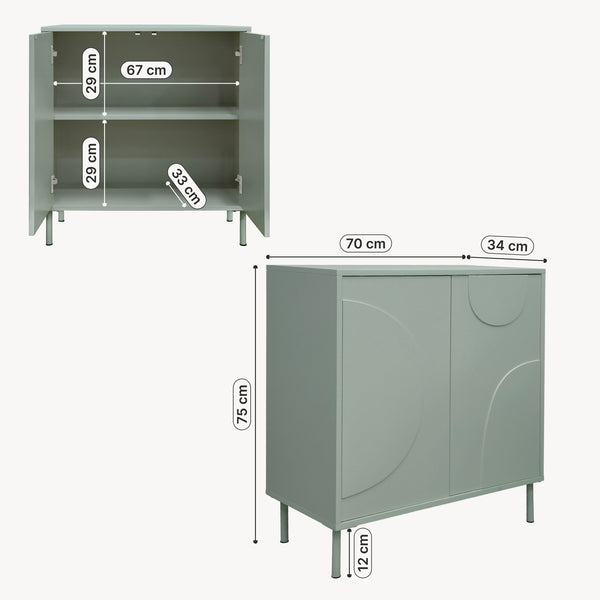 Aparador Holea con 2 puertas MDF 75x70x34 cm - [en.casa]