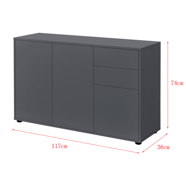 Cómoda Paarl con 2 cajones sin mango y 3 puertas 74 x 117 x 36 cm [en.casa]