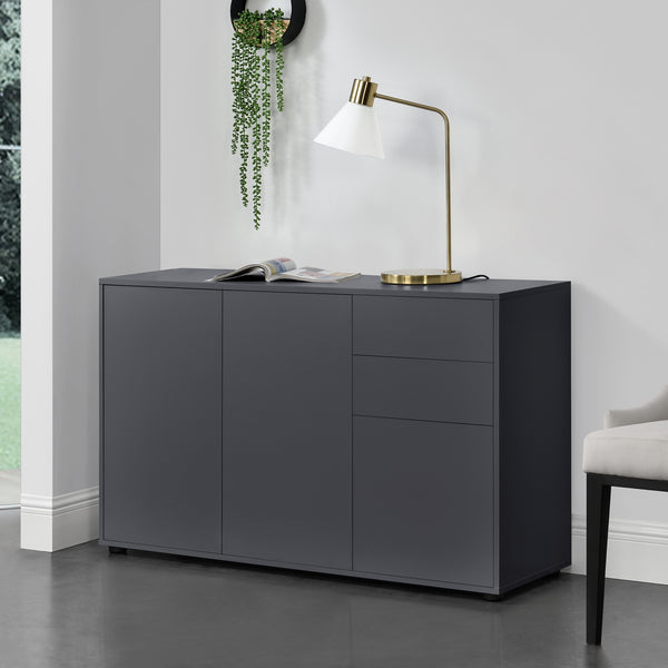 Cómoda Paarl con 2 cajones sin mango y 3 puertas 74 x 117 x 36 cm [en.casa]
