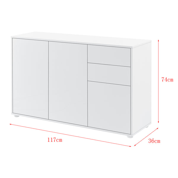 Cómoda Paarl con 2 cajones sin mango y 3 puertas 74 x 117 x 36 cm [en.casa]