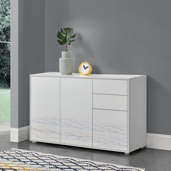Cómoda Paarl con 2 cajones sin mango y 3 puertas 74 x 117 x 36 cm [en.casa]