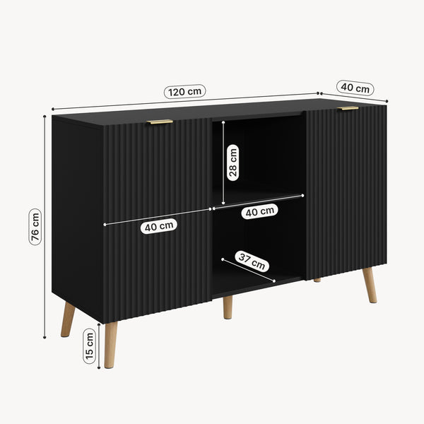 Aparador Nand puertas 120x40x76cm - [en.casa]