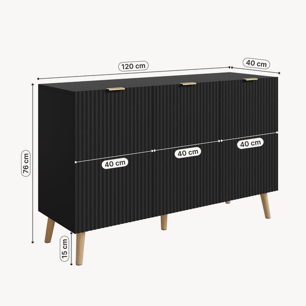 Aparador Nand puertas 120x40x76cm - [en.casa]