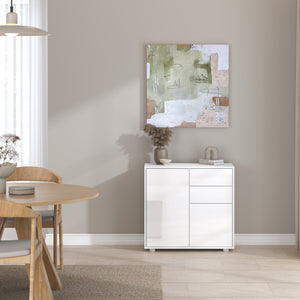 Cómoda Paarl con 2 cajones sin mango y 2 puertas 74x79x36cm [en.casa]