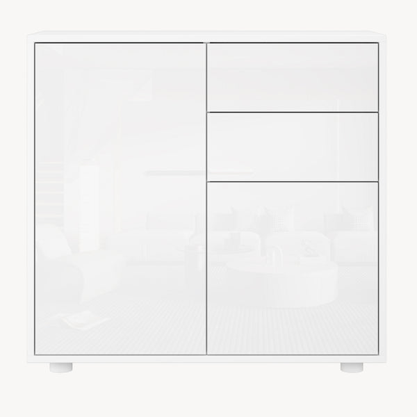 Cómoda Paarl con 2 cajones sin mango y 2 puertas 74x79x36cm [en.casa]