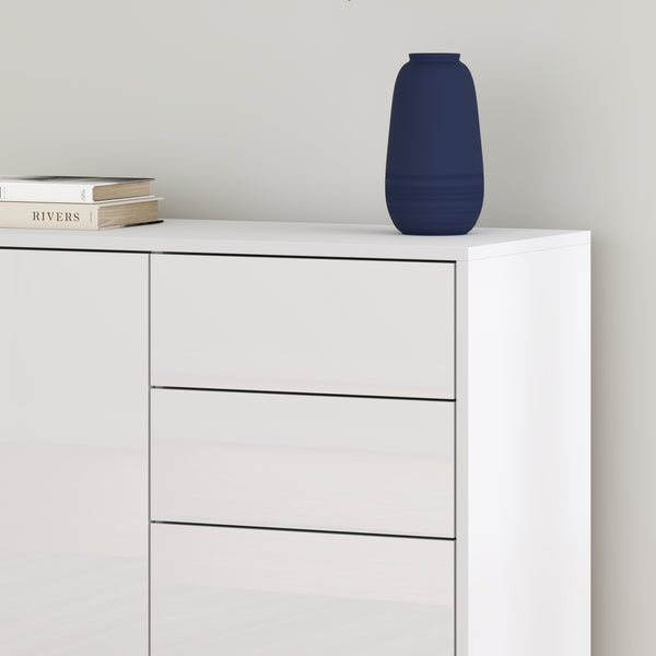 Cómoda Paarl con 2 cajones sin mango y 2 puertas 74x79x36cm [en.casa]