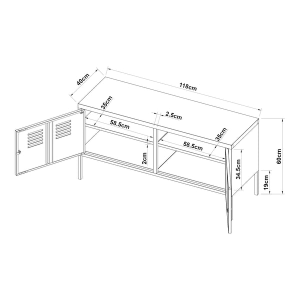Aparador Pyhtää 118x40x60cm Acero [en.casa]