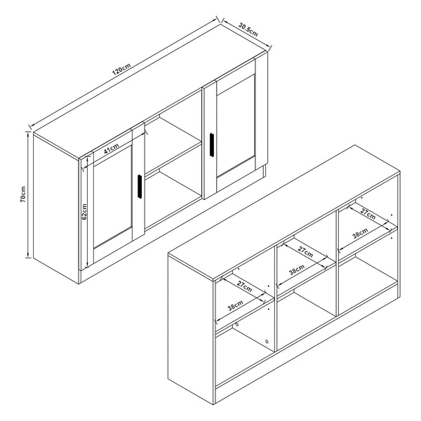 Aparador Spøttrup 120x30,5x70cm en varios colores [en.casa]