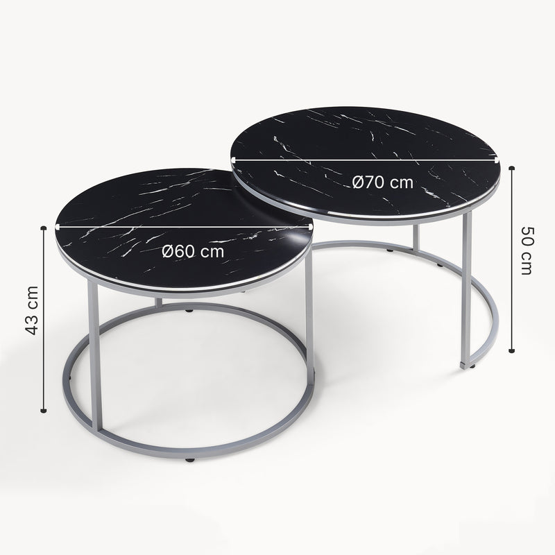 Esquema acotado Conjunto de mesas de centro Skagen en juego de 2 piezas en varios colores [en.casa]