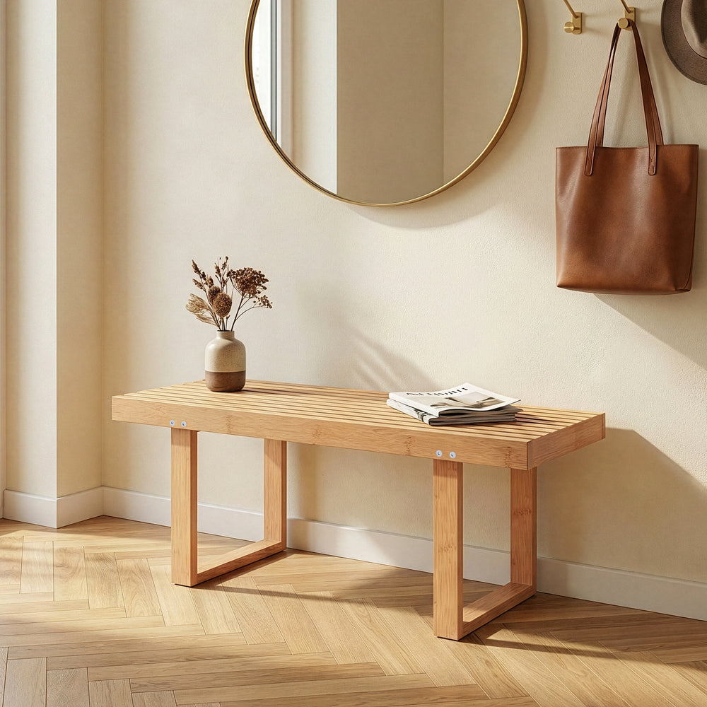 Banco para entrada Aarela bambú 91x41x38cm Natural [en.casa]