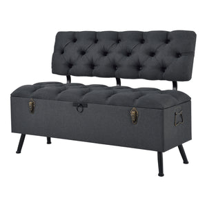 Baúl de asiento Malmöhus 110x48x75cm Gris oscuro [en.casa]