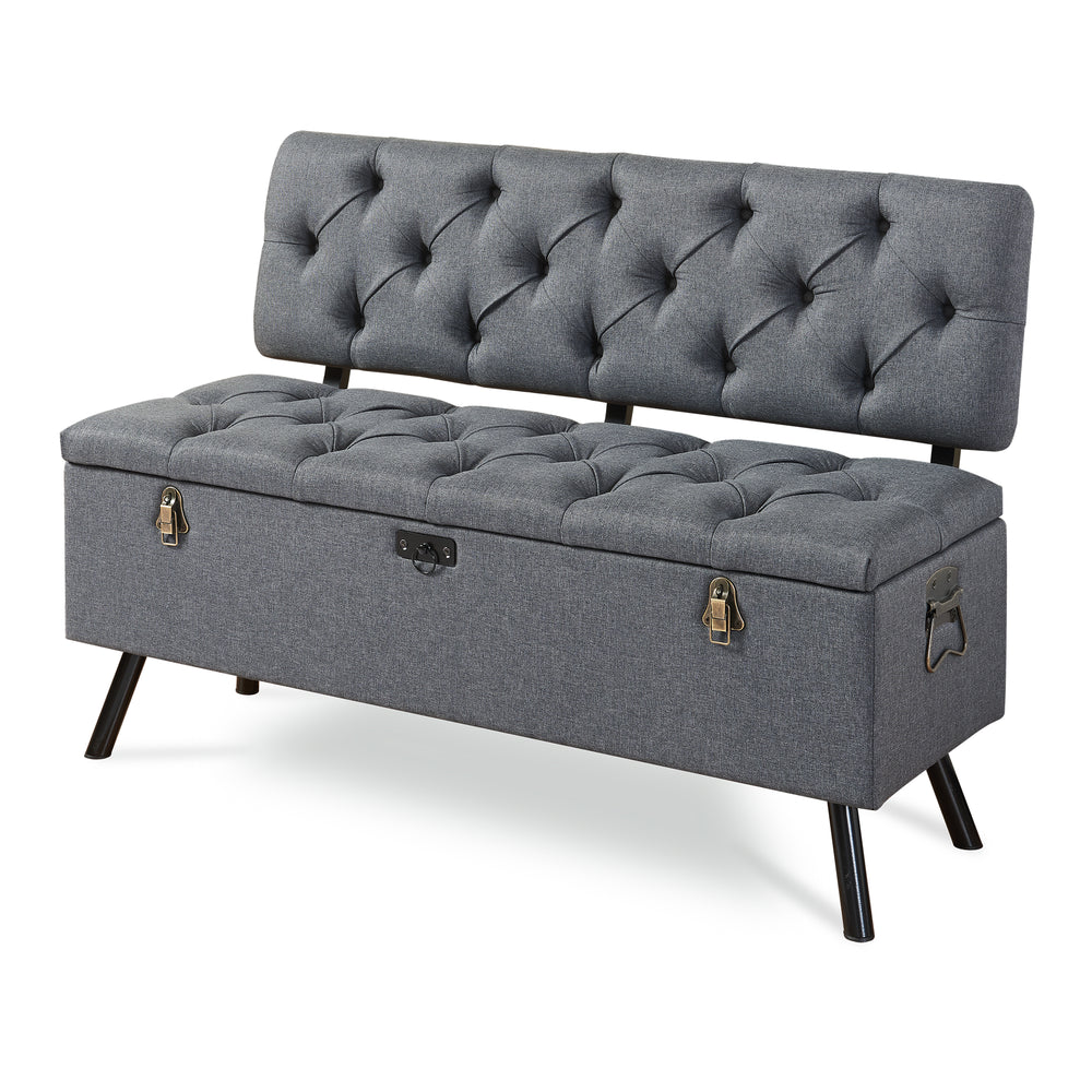 Banco Tapizado 110 x 48 x 75 cm Gris Oscuro [pro.tec]® 