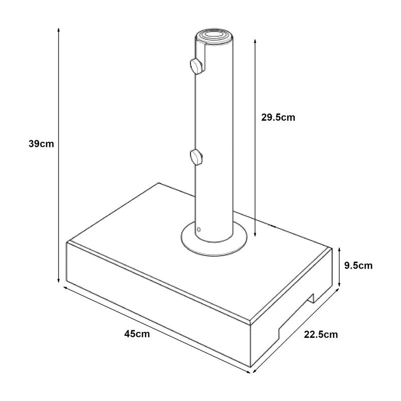 Esquema acotado Base para sombrilla Bomba Granito [casa.pro]