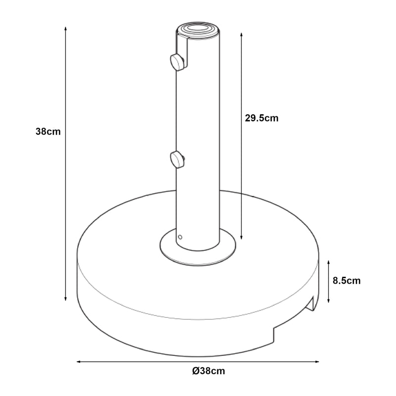Esquema acotado Base para sombrilla Bomba Granito [casa.pro]