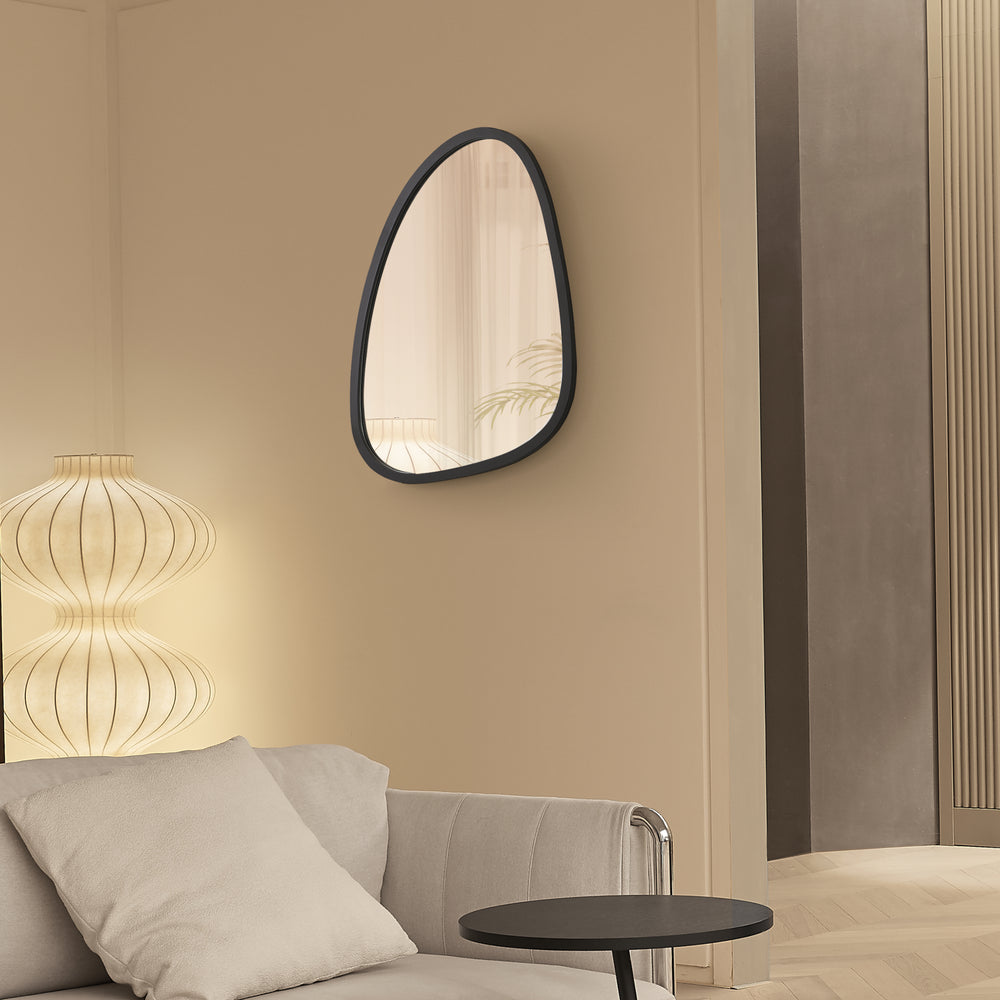 Espejo de pared Grottole negro, mate 62x50cm [en.casa] - premiumXL