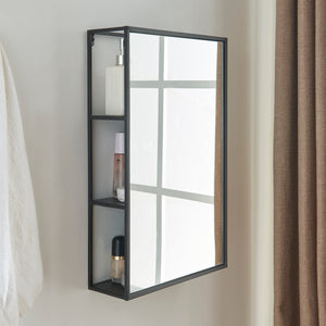 Espejo de pared Sunne con estante negro en varias versiones [en.casa] - premiumXL