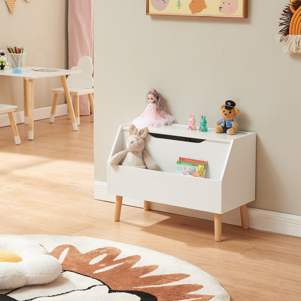 Caja de juguetes Aavanrar 60x30x43 cm blanco [en.casa] - premiumXL