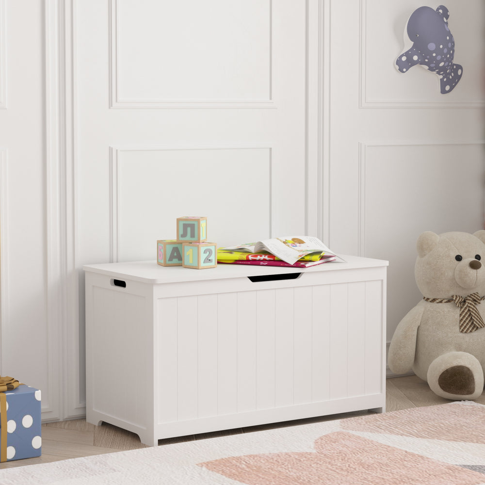 Caja de juguetes Podek 80x40x44,5 cm blanco [en.casa] - premiumXL