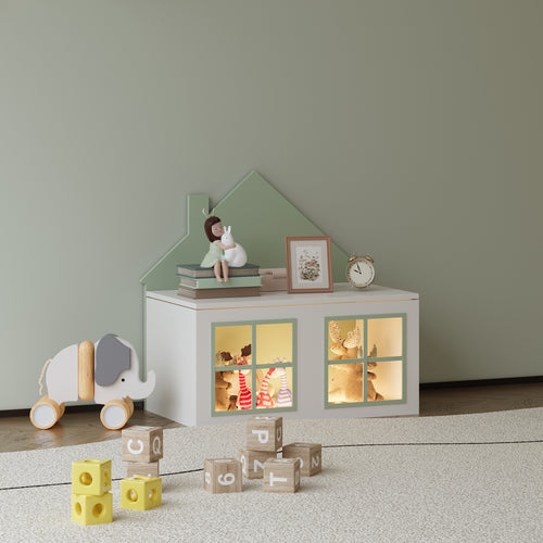 Caja de juguetes Vipsali 56x60x33 cm verde menta/blanco [en.casa] - premiumXL