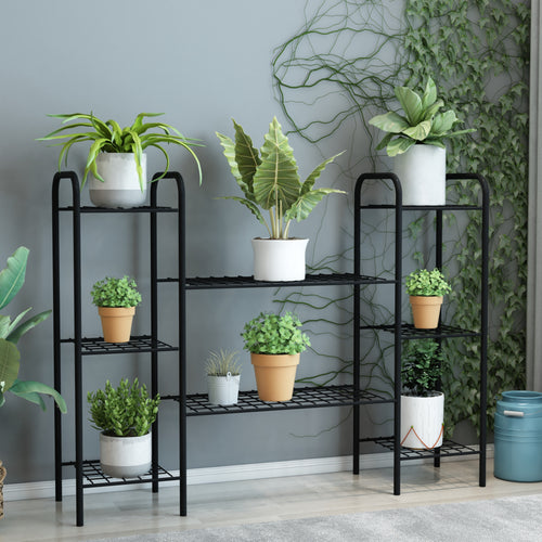 Estantería para plantas Alkmaar metal negro en varios tamaños [en.casa]
