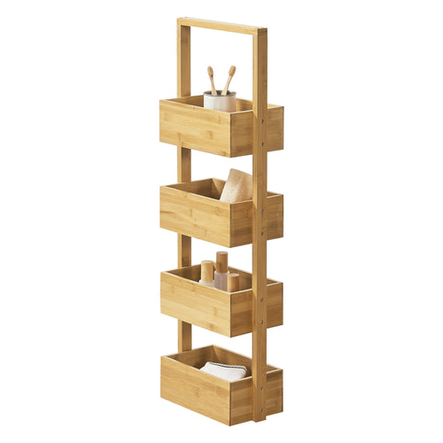 Estantería de baño Bardu con 4 estantes 28x16x88cm bambú [en.casa] - premiumXL