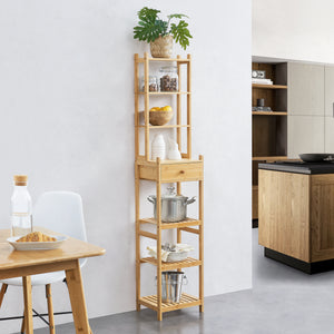 Estantería Siilinjärvi de bambú 163 x 33 x 28 cm hasta 5 kg natural [en.casa] - premiumXL